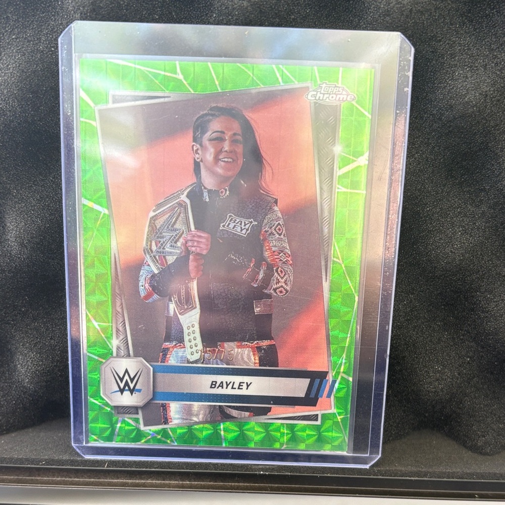 Topps Chrome Card with Green and Silver Accents